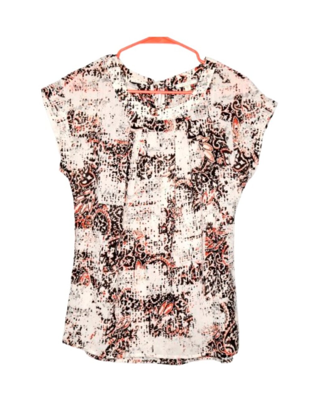 Pleione Multicolor Abstract Print Sleeveless Flowy Tie-Back Blouse - S